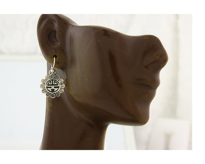 Navajo Tiwa Sun Earrings Sterling Silver Dangle Vintage Authentic