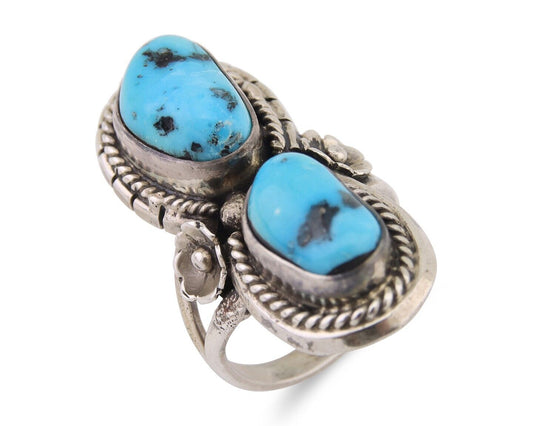 Navajo Ring 925 Silver Natural Blue Turquoise Native American Artist C.80's