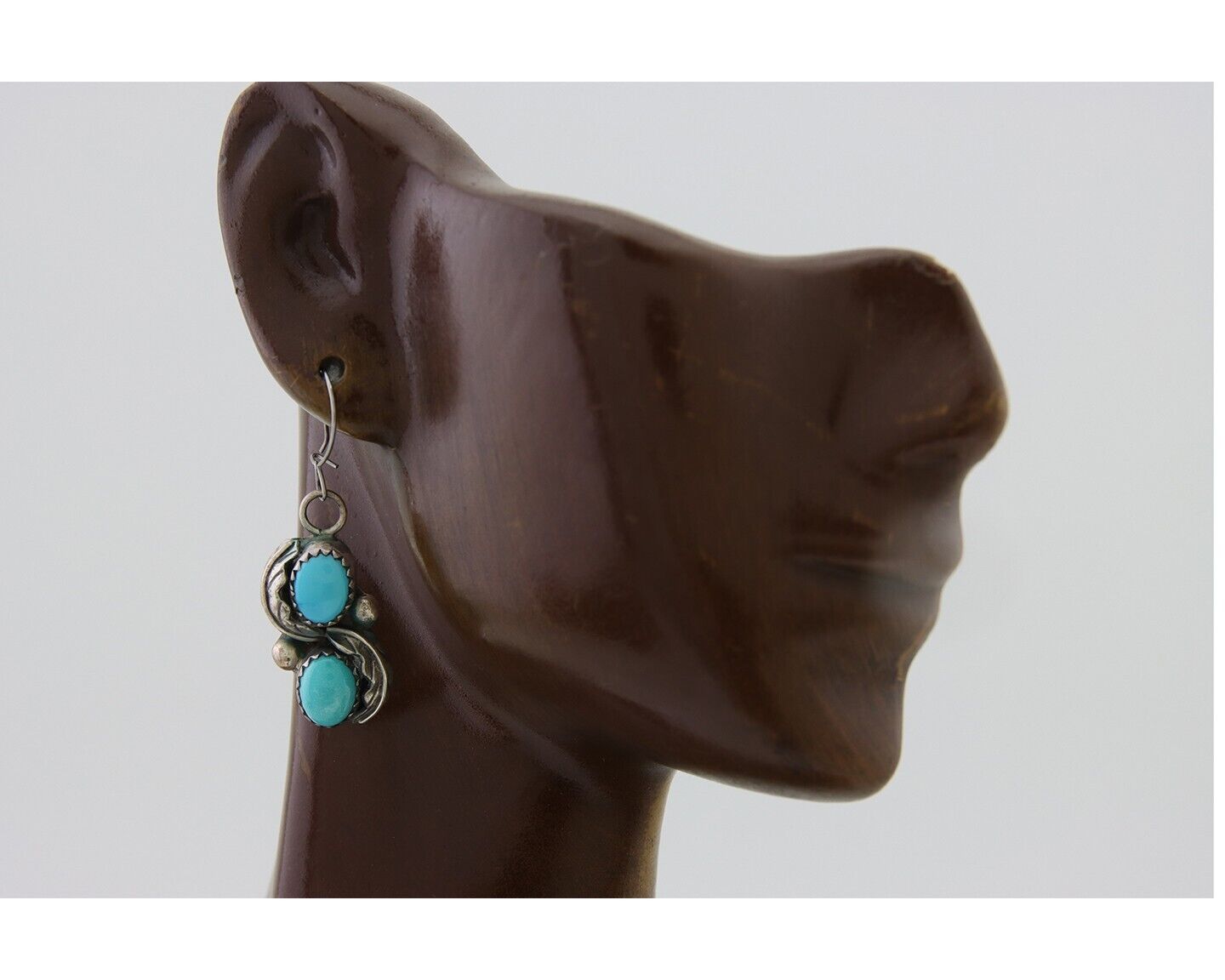 Navajo Dangle Earrings 925 Silver Natural Turquoise Native American Artist C80s