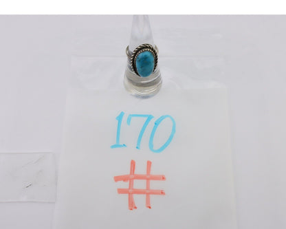 Navajo Ring 925 Silver Natural Turquoise Native American Artist C.80's
