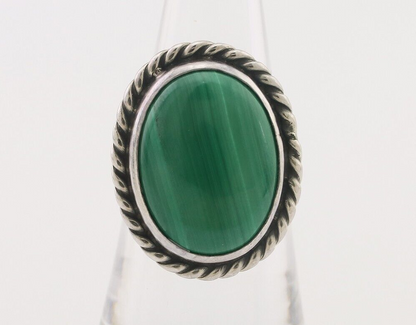 Navajo Ring 925 Silver Natural Malachite Native American Artist Size 7.25 C.80's