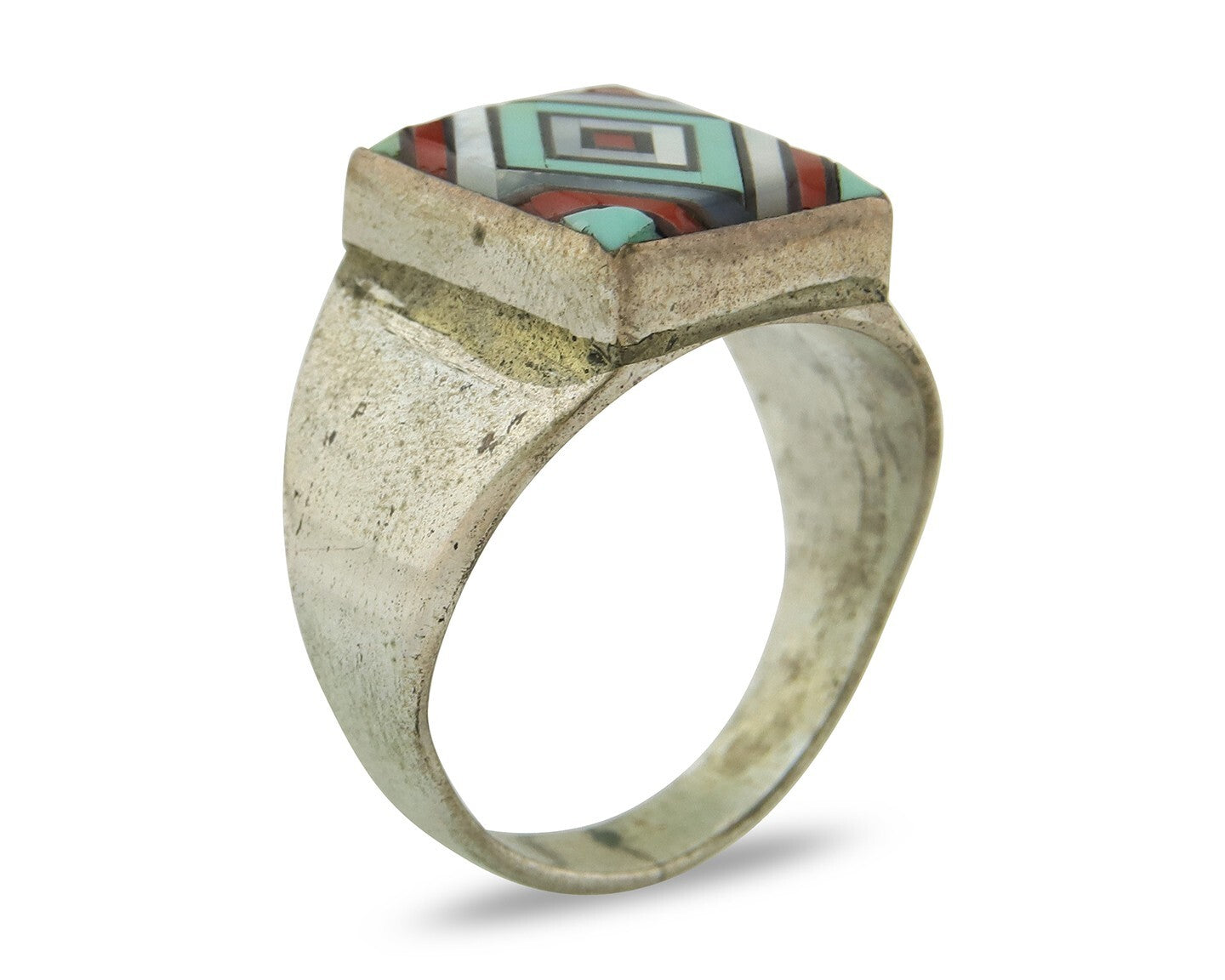 Vintage Zuni Ring 925 Sterling Natural Authentic Gemstone Handmade Size 9.75