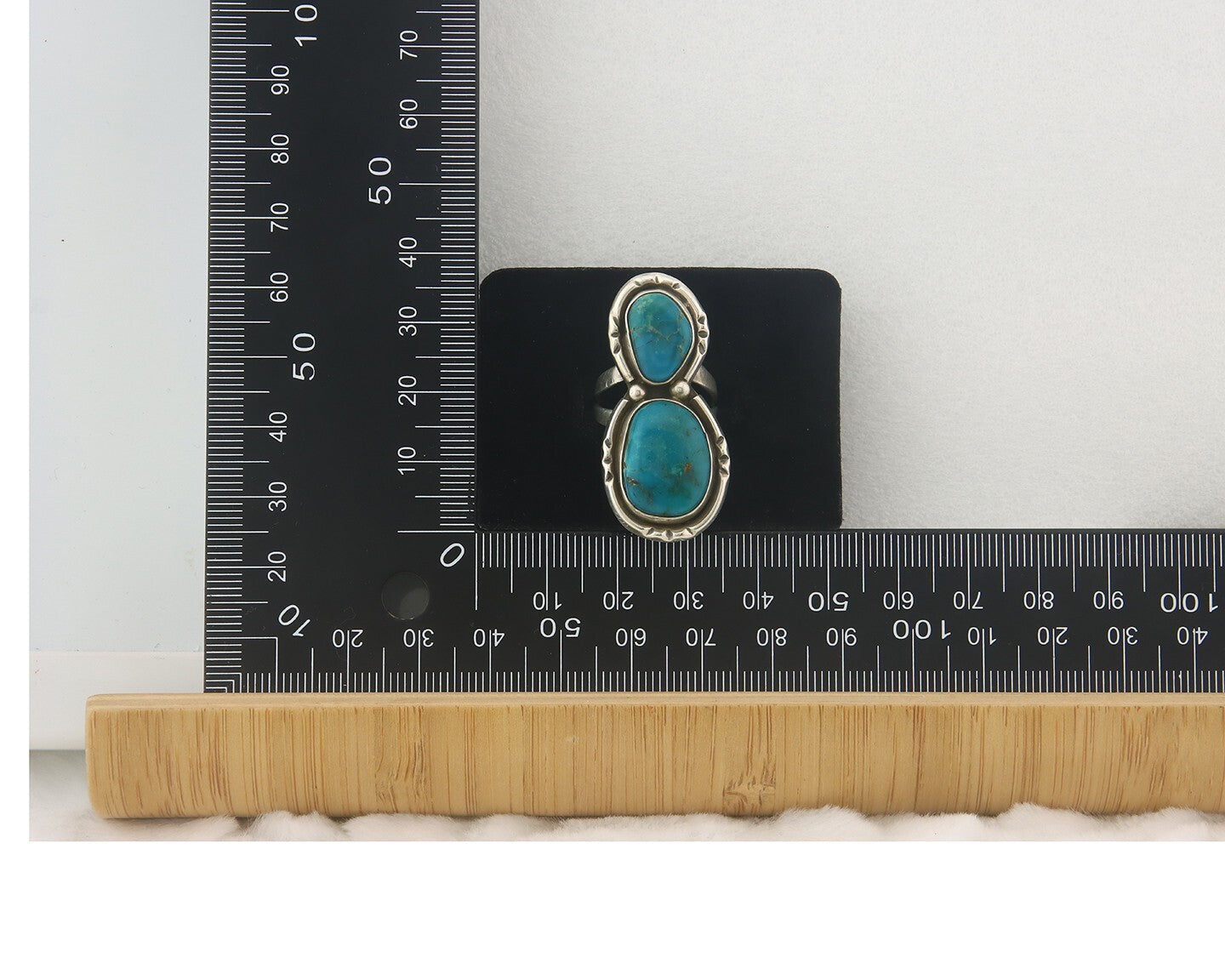 Vintage Navajo Ring 925 Sterling Authentic Turquoise Signed P Size 5.0