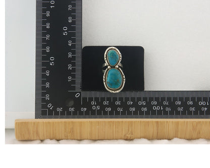 Vintage Navajo Ring 925 Sterling Authentic Turquoise Signed P Size 5.0