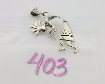 Navajo Kokopelli Pendant 925 Sterling Silver Artist Signed Masha C.80's