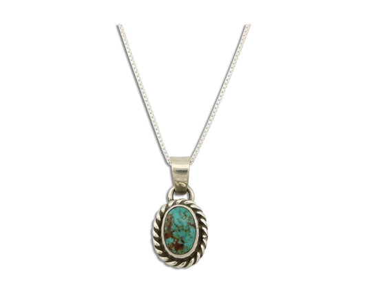 Navajo Necklace 925 Silver Natural Kingman Turquoise Native Artist C.2008