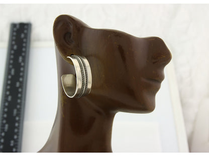 Navajo Hoop Earrings Sterling Silver Vintage Authentic Signed Ron Yazzie