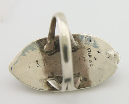 Navajo Ring 925 Silver Black Onyx Artist Signed V & N Edsitty C.80's