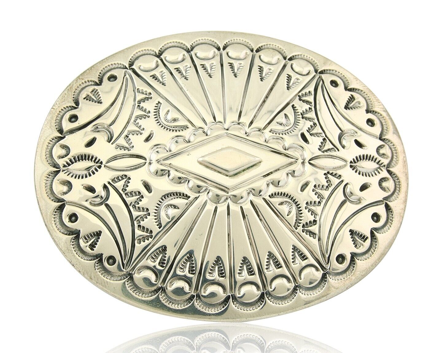 Navajo Belt Buckle 925 Sterling Silver Artist Signed Tim Guerro 2.5x3 in C.80's