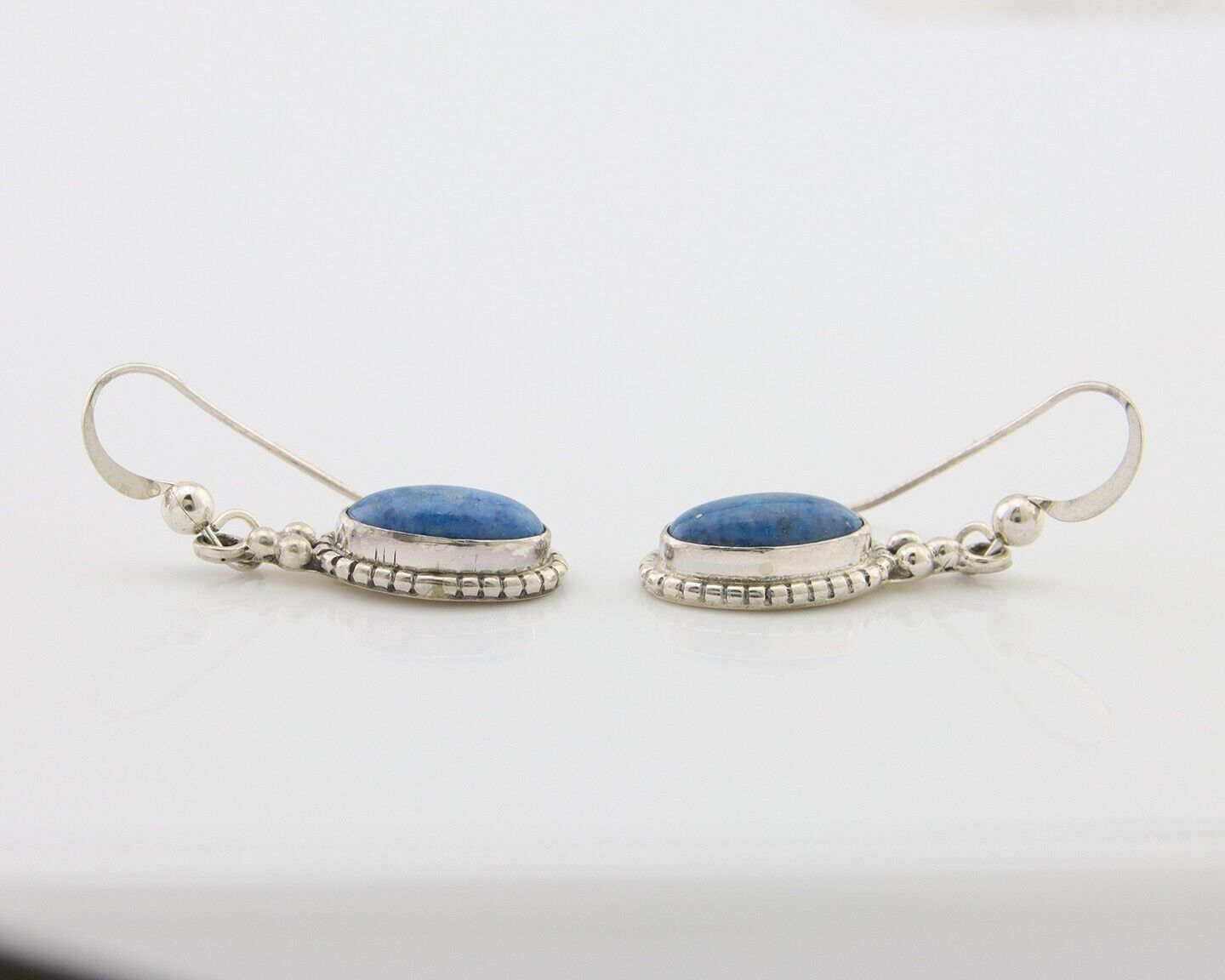 Navajo Dangle Earrings 925 Silver Natural Denim Lapis Signed Melissa Yazzie C80s