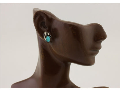 Navajo Handmade Earrings 925 Silver Natural Turquoise Native Artist C.80's