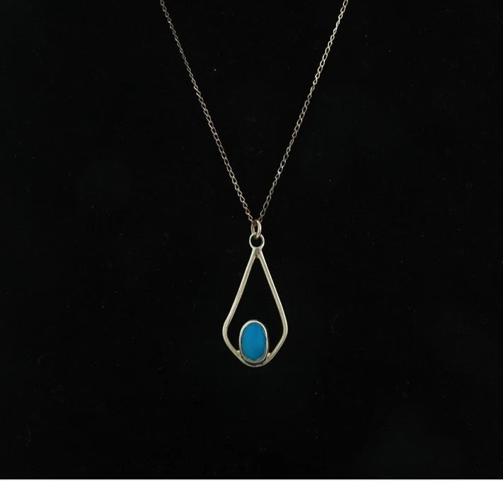 Navajo Necklace Sterling Silver Natural Blue Turquoise Vintage