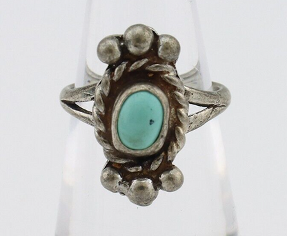 Navajo Ring 925 Silver Natural Blue Turquoise Native American Artist C.1980's