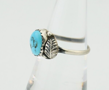 Navajo Ring 925 Silver Sleeping Beauty Turquoise Native American Artist C.80's