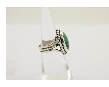 Navajo Ring 925 Silver Natural Malachite Native American Artist C.80's