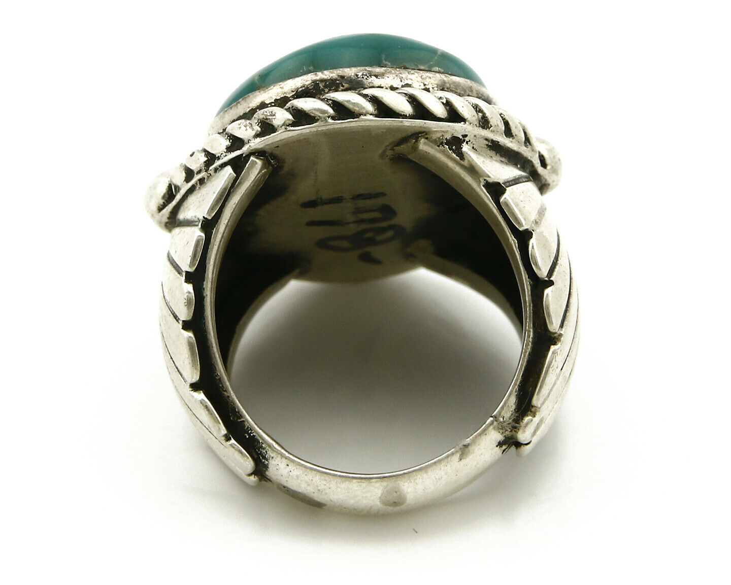 Navajo Ring .925 SOLID Silver Blue Gem Turquoise Signed Doug Zachary C.80's