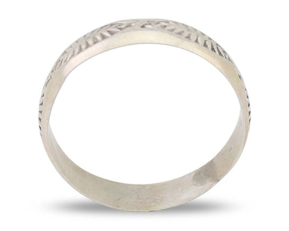 Navajo Hand Stamped Band 925 Silver 5.0 mm Signed Larry Chavez Size 8.5 C.80's