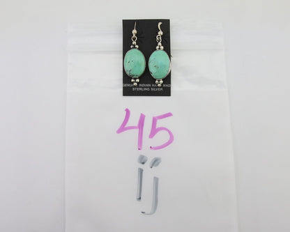 Navajo Dangle Earrings 925 Silver Natural Turquoise Native American Artist C80s