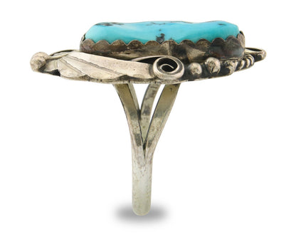 Navajo Ring 925 Sterling Turquoise Artist Justin Morris C.80's Size 9.0