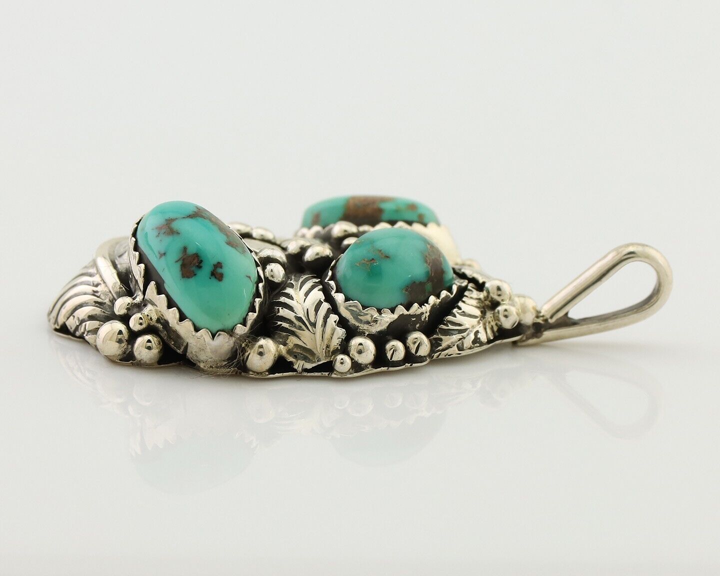 Navajo Pendant 925 Silver Natural Bisbee Turquoise Signed Tom Willeto C.80's