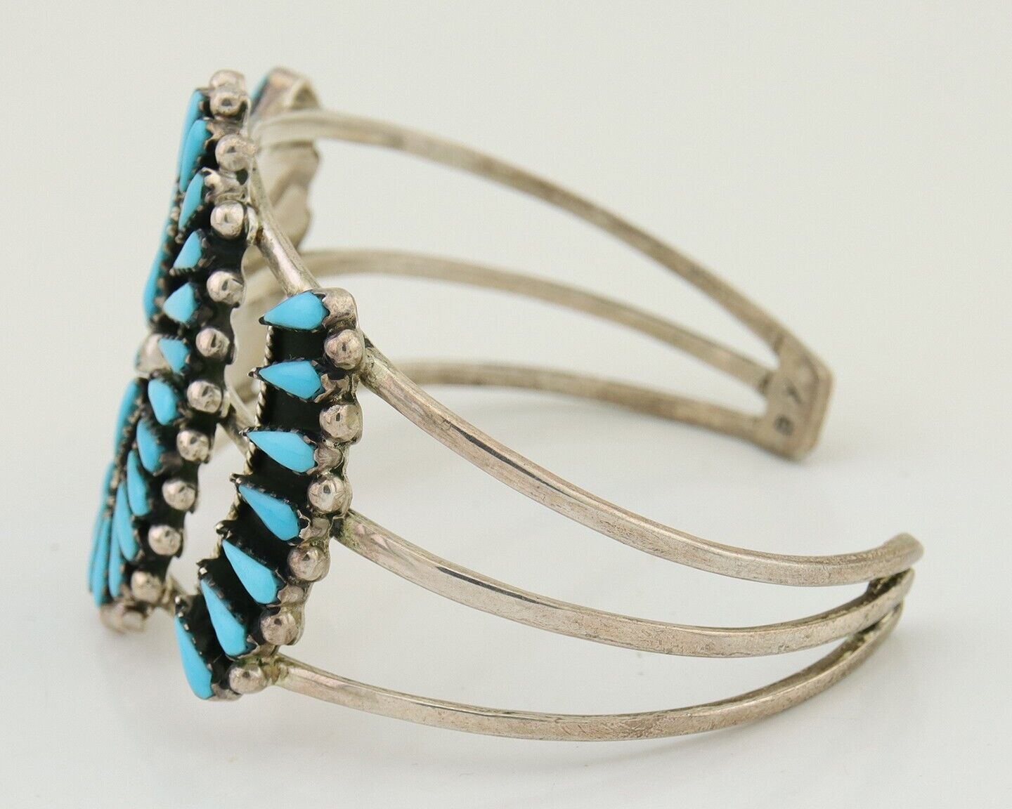 Men Navajo Bracelet 925 Silver Natural Blue Turquoise Signed Benson Yazzie C80s