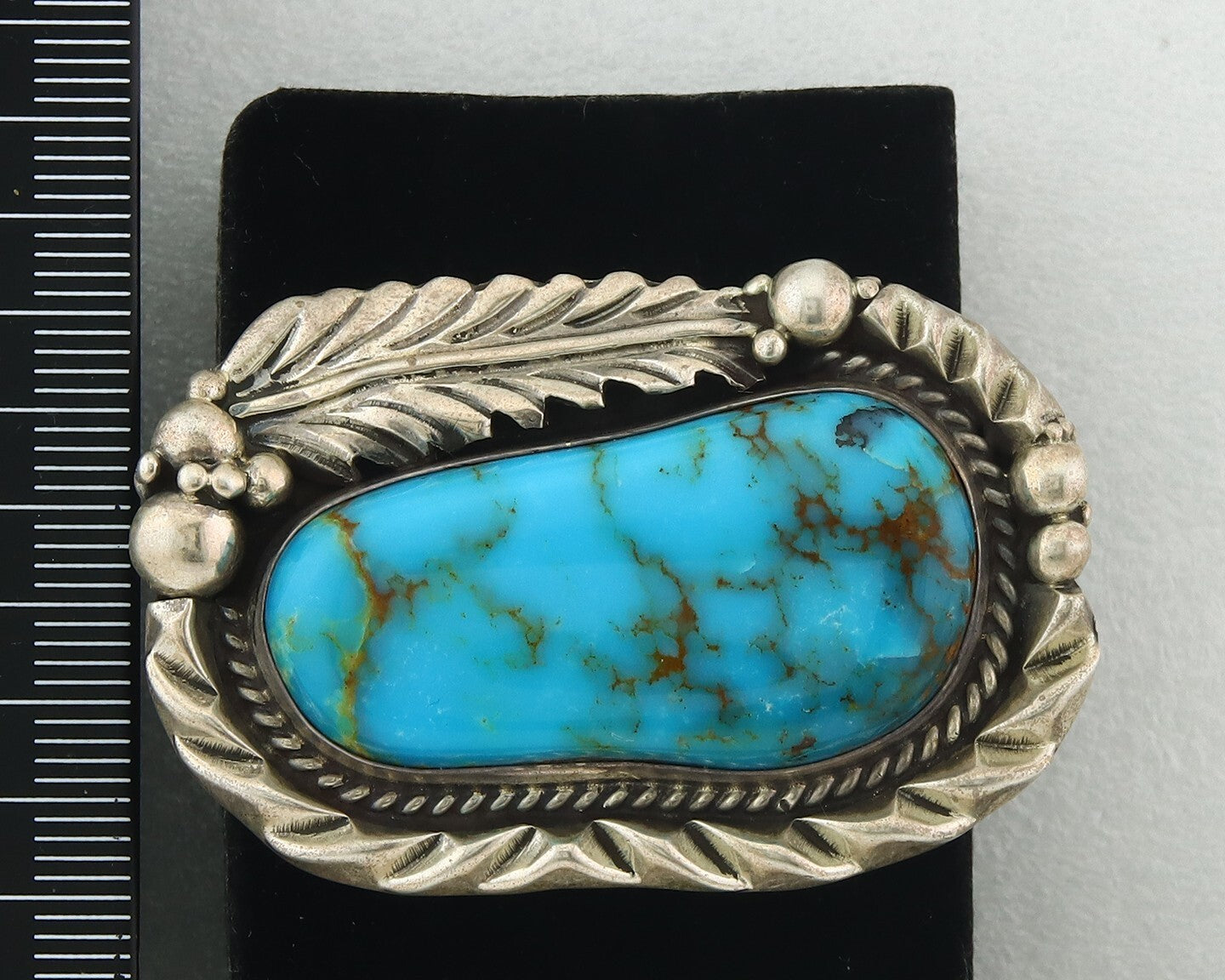 Large Navajo Ring Sterling Silver Authentic Turquoise Signed D Size 8.0
