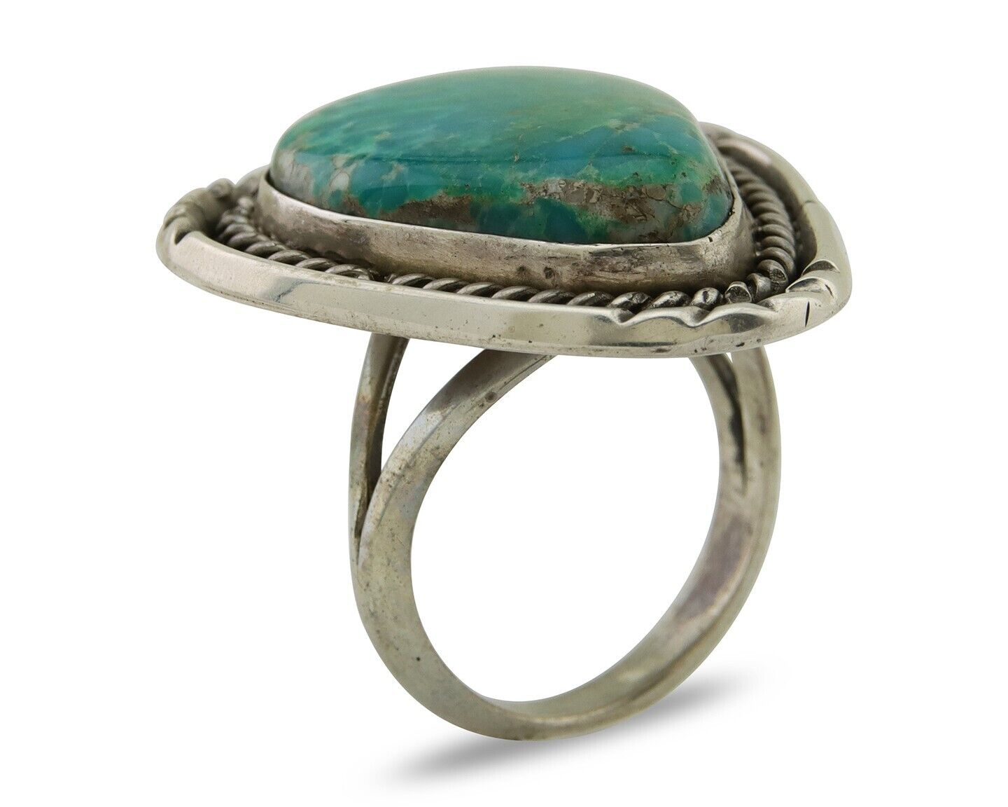 Navajo Ring 925 Silver Blue Turquoise Native American Artist C.80's