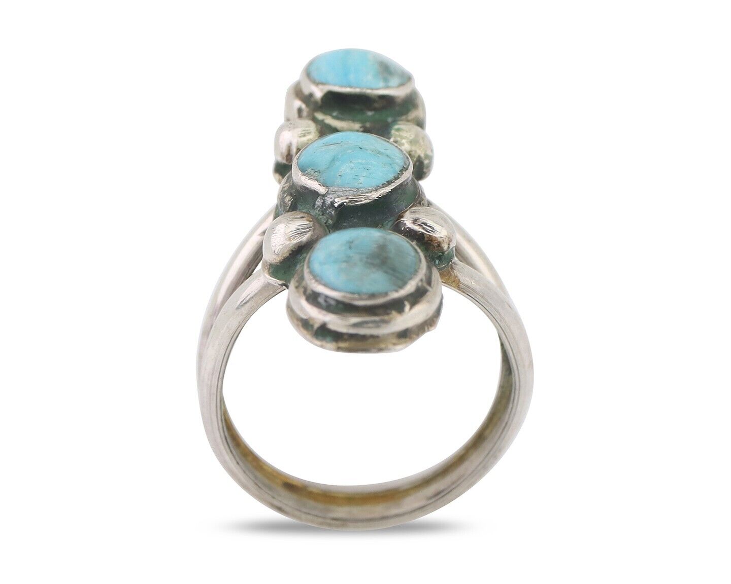 Navajo Ring 925 Silver Natural Turquoise Native American Artist C.80's