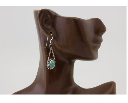 Navajo Dangle Earrings 925 Silver Natural Blue Turquoise Native Artist C.80's