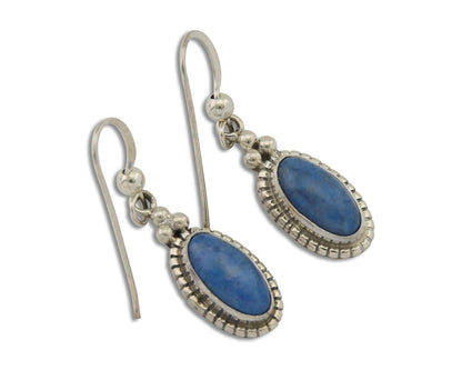 Navajo Dangle Earrings 925 Silver Natural Denim Lapis Signed Melissa Yazzie C80s