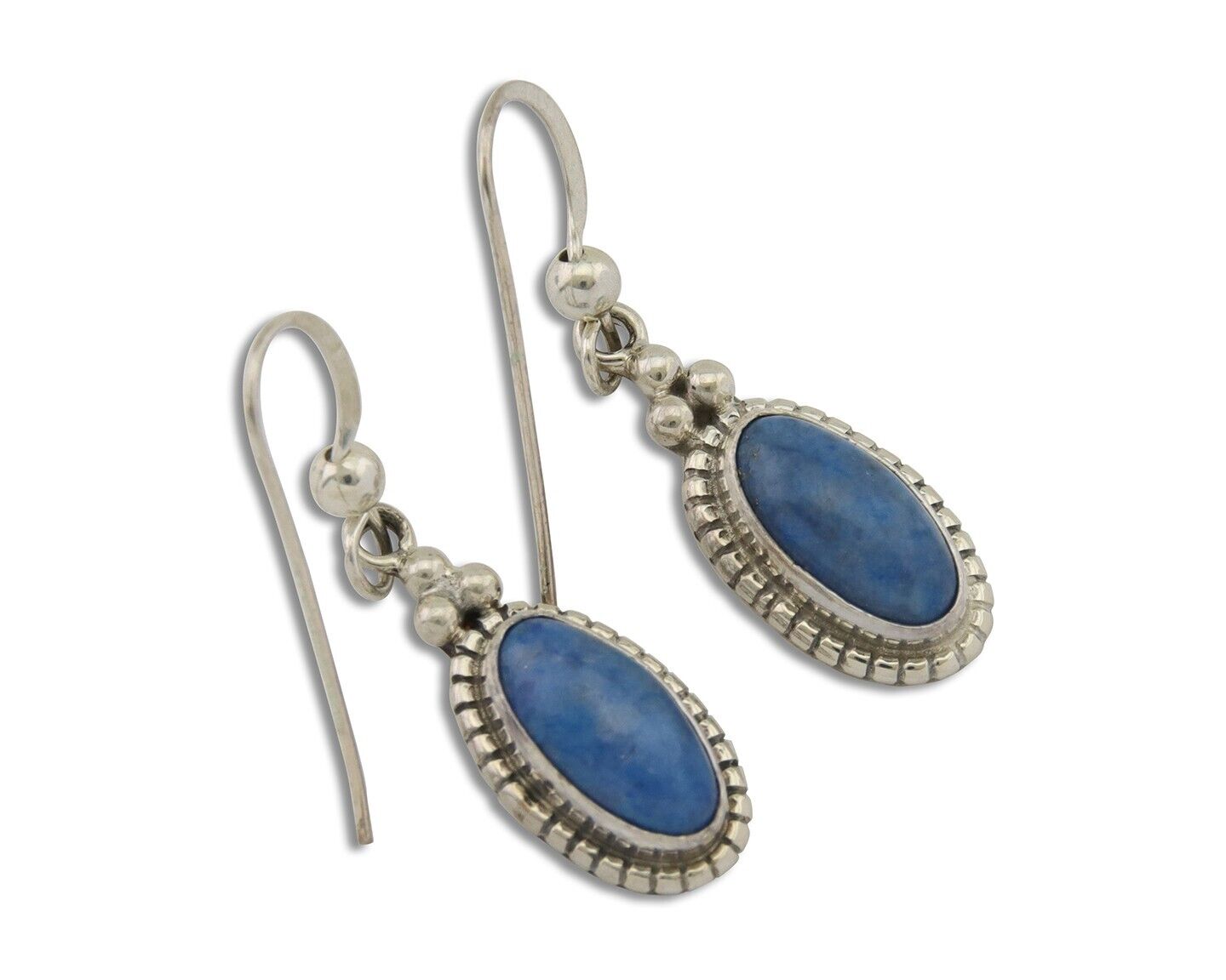 Navajo Dangle Earrings 925 Silver Natural Denim Lapis Signed Melissa Yazzie C80s