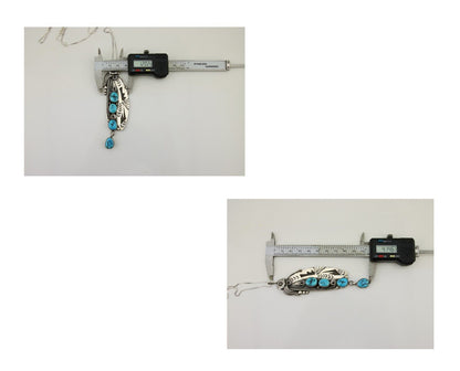 Navajo Necklace 925 Silver Natural Turquoise Artist Signed T C.80's