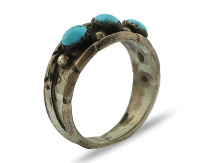 Zuni Ring .925 Silver Natural Sleeping Beauty Turquoise Signed DB C.80's