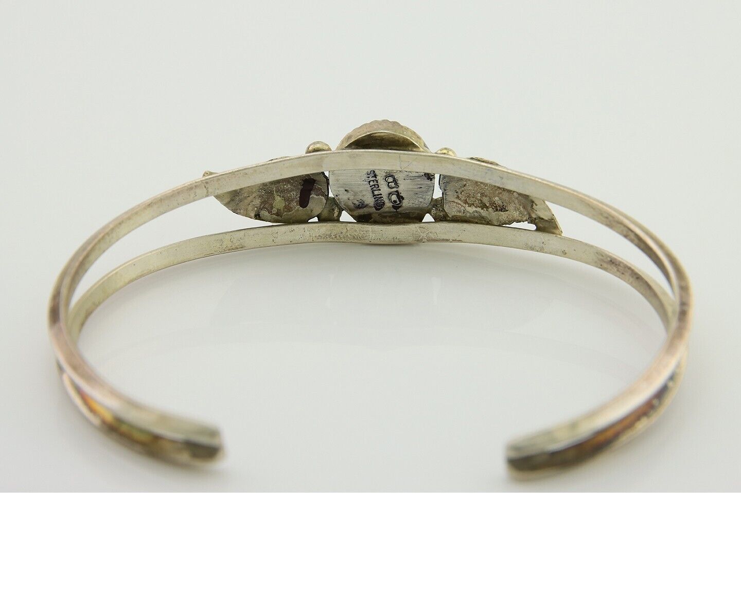 Navajo Cuff Bracelet Blue Turquoise 925 Silver Native Artist Signed BD C.80's