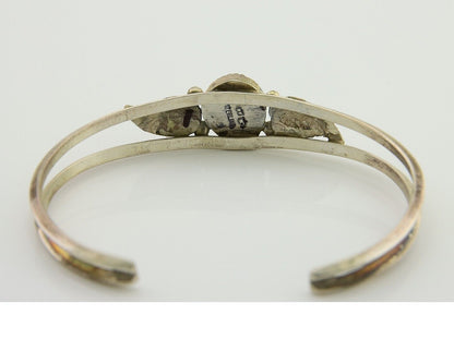 Navajo Cuff Bracelet Blue Turquoise 925 Silver Native Artist Signed BD C.80's