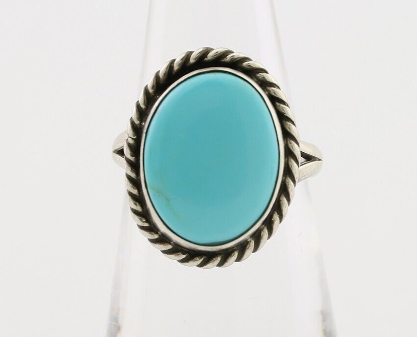 Navajo Ring 925 Silver Natural Blue Turquoise Native American Artist C.80's