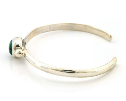 Navajo Cuff Bracelet Sterling Silver Natural Mined Malachite Native Artist