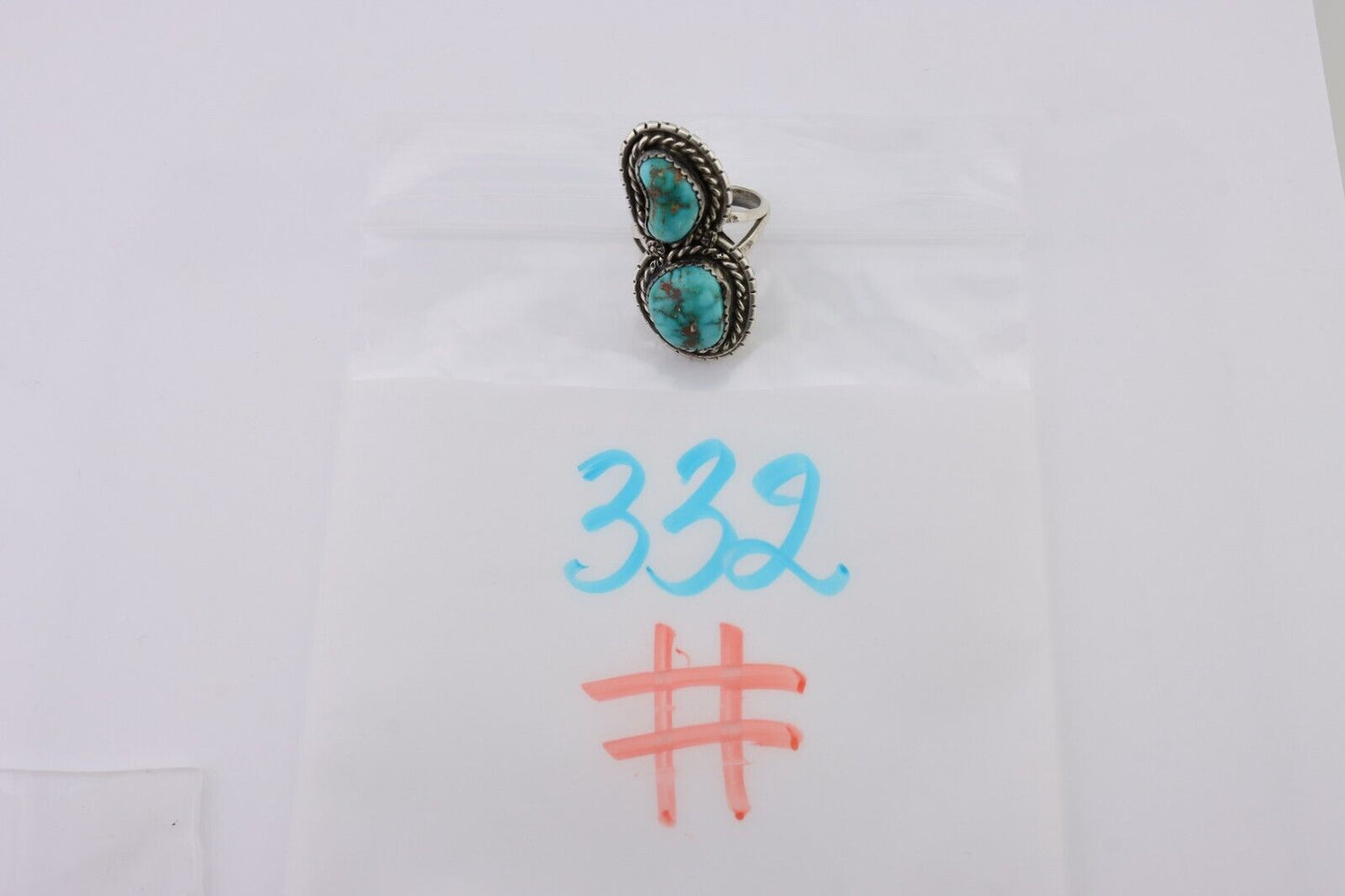 Navajo Ring 925 Silver Natural Spiderweb Turquoise Signed Tom Willeto C.80's
