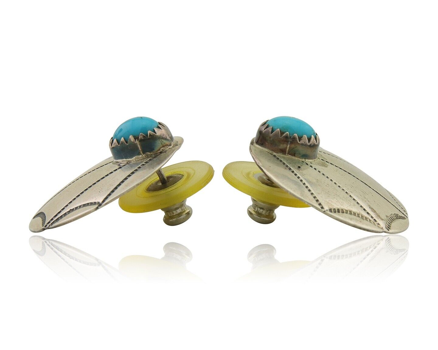 Navajo Earrings 925 Silver Natural Turquoise Native Artist C.80's