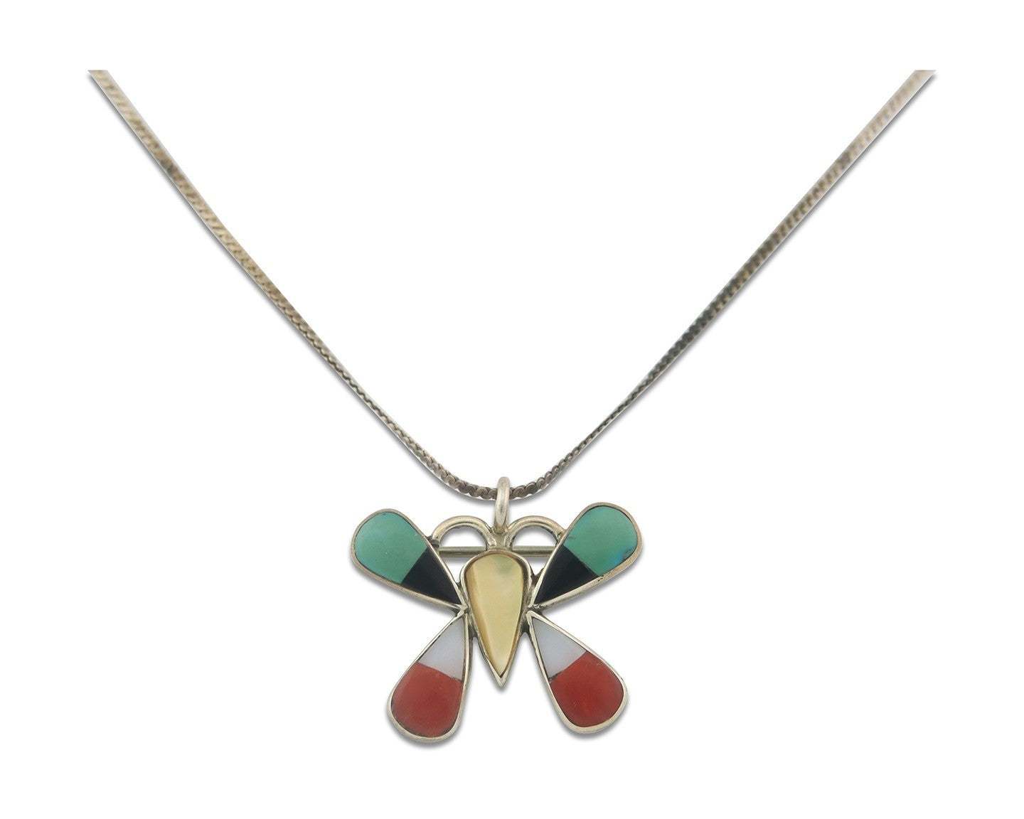 Navajo Butterfly Necklace Sterling Silver Authentic Natural Gemstone