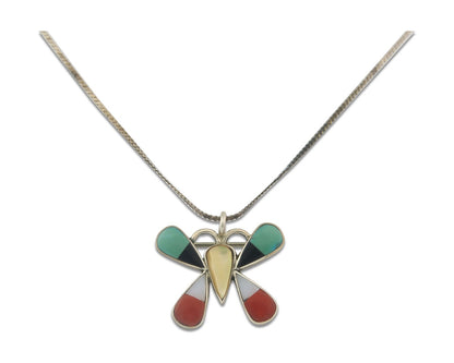 Navajo Butterfly Necklace Sterling Silver Authentic Natural Gemstone