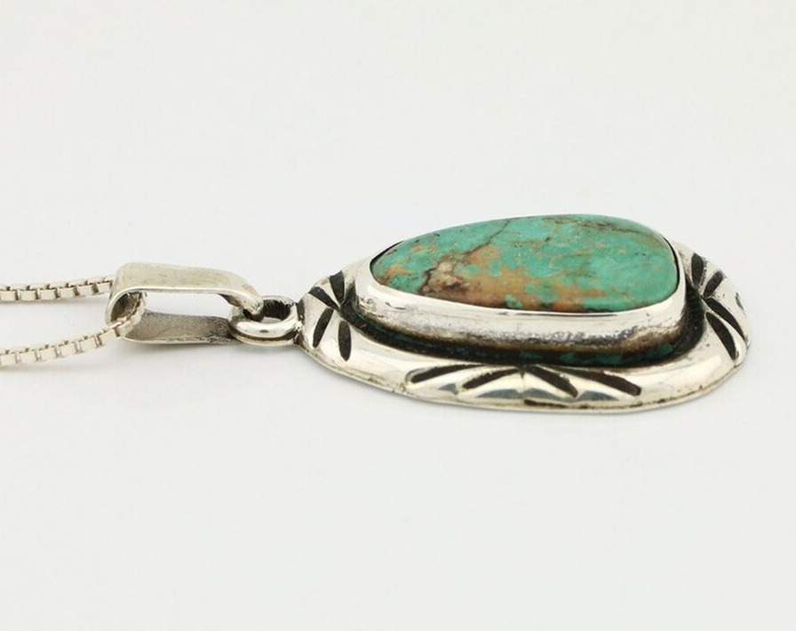 Navajo Necklace 925 Silver Kingman Turquoise Signed C Montoya C.80's