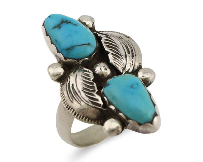 Zuni Ring 925 Silver Natural Blue Turquoise Signed Simplicio C.80's