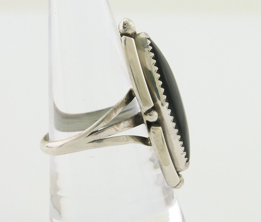 Navajo Handmade Ring 925 Silver Black Onyx Artist Signed SC C.80's