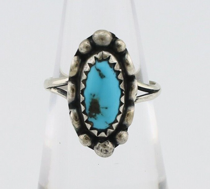 Navajo Ring 925 Silver Sleeping Beauty Turquoise Signed SkyStone Creations C80s