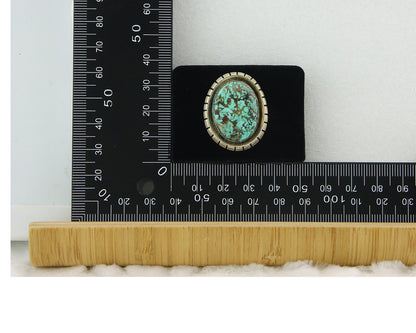 Vintage Navajo Ring 925 Sterling Silver Turquoise Signed Doug Zachary Size 9.25
