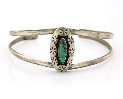 Navajo Cuff Bracelet Sterling Silver Authentic Natural Blue Turquoise Signed IJC