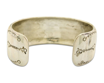 Men Navajo Bracelet 925 Silver Inlaid Coral & Turquoise Artist Signed LB C.80's