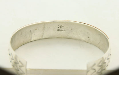 Navajo Cuff Bracelet Sterling Silver & Gold Vintage Storyteller Signed GE