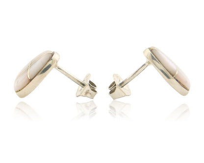 Navajo Earrings 925 Silver Pink Mussel Native American Artist C.80's